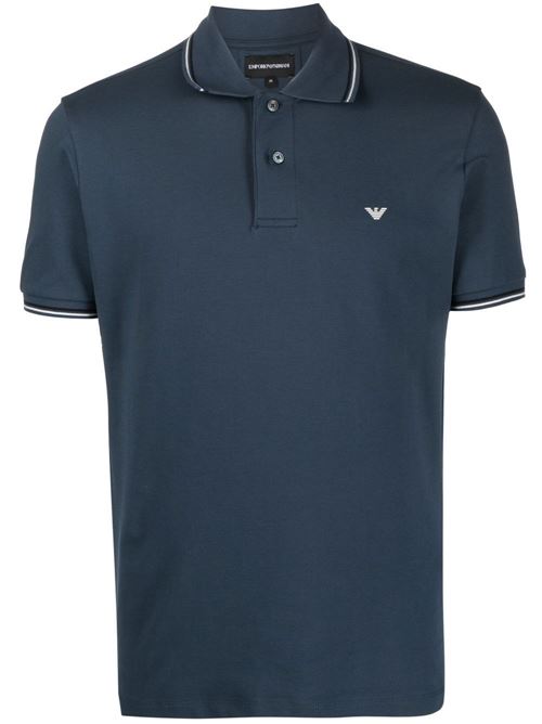 Polo con bordino in contrasto blu navy EMPORIO ARMANI | 8N1FB41JPTZ0948